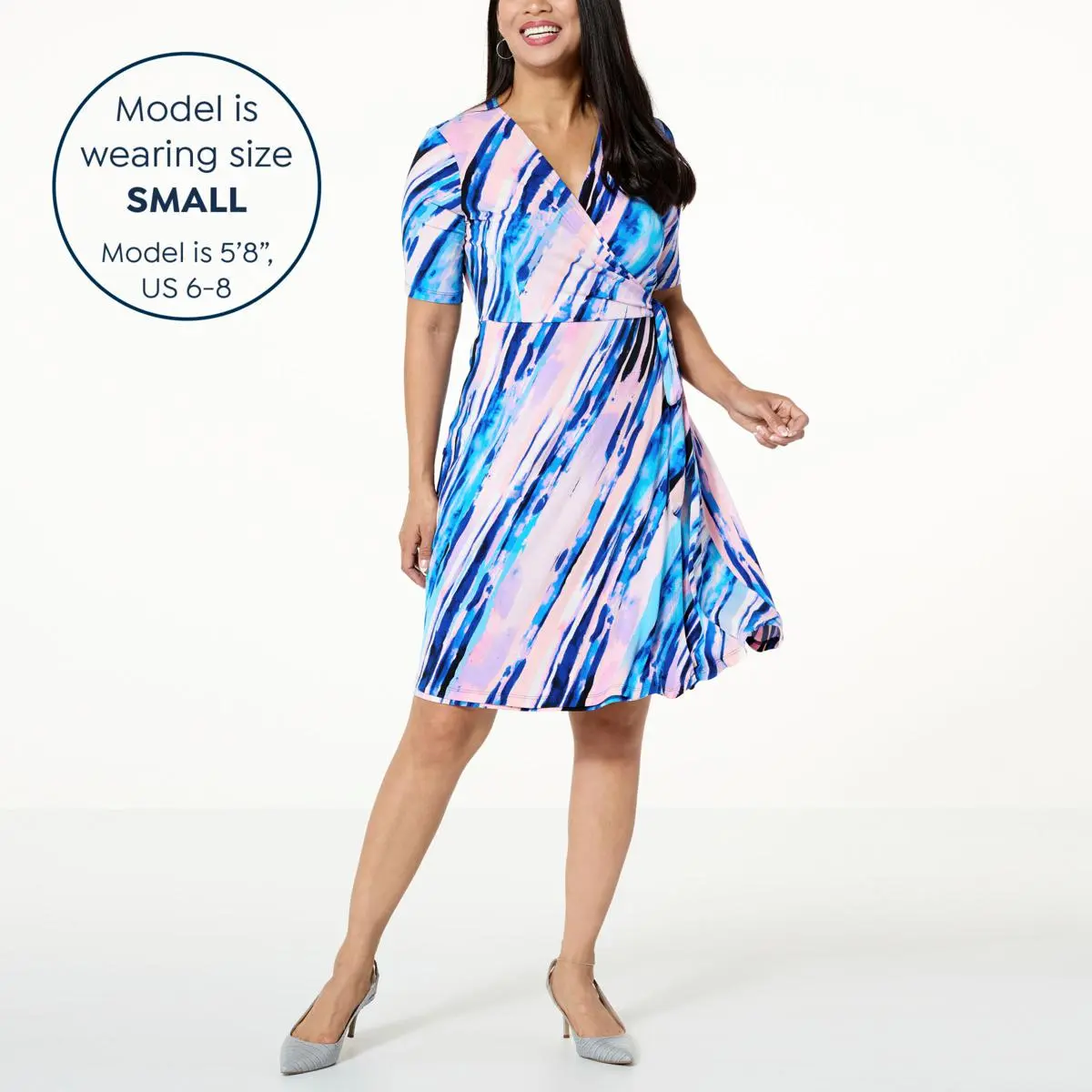 "As Is" Nina Leonard Elbow-Sleeve Wrap Dress 5 "As Is" Nina Leonard Elbow-Sleeve Wrap Dress - Image 3