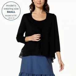 "As Is" Nina Leonard Open-Front Bolero With Lace Trim -Dresses Shop as is nina leonard open front bolero with lace trim d 20230414100814313845798 alt10