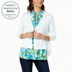 "As Is" Nina Leonard Open-Front Bolero With Lace Trim -Dresses Shop as is nina leonard open front bolero with lace trim d 20230414100814673845798 alt11