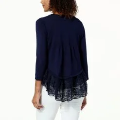 "As Is" Nina Leonard Open-Front Bolero With Lace Trim -Dresses Shop as is nina leonard open front bolero with lace trim d 2023041410081486845798 alt1