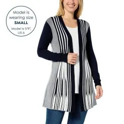 "As Is" Nina Leonard Pleated Knit Colorblock Cardigan -Dresses Shop as is nina leonard pleated knit colorblock cardigan d 20230104163022463835369 alt12