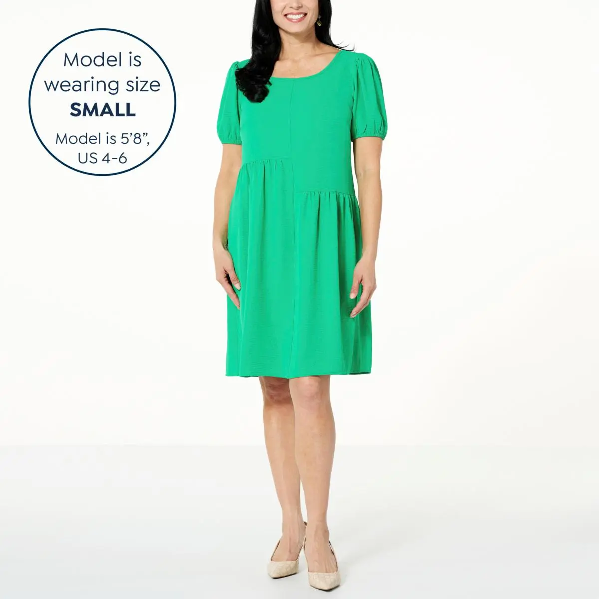 "As Is" Nina Leonard Textured Wave Bubble-Sleeve Dress 6 "As Is" Nina Leonard Textured Wave Bubble-Sleeve Dress - Image 4