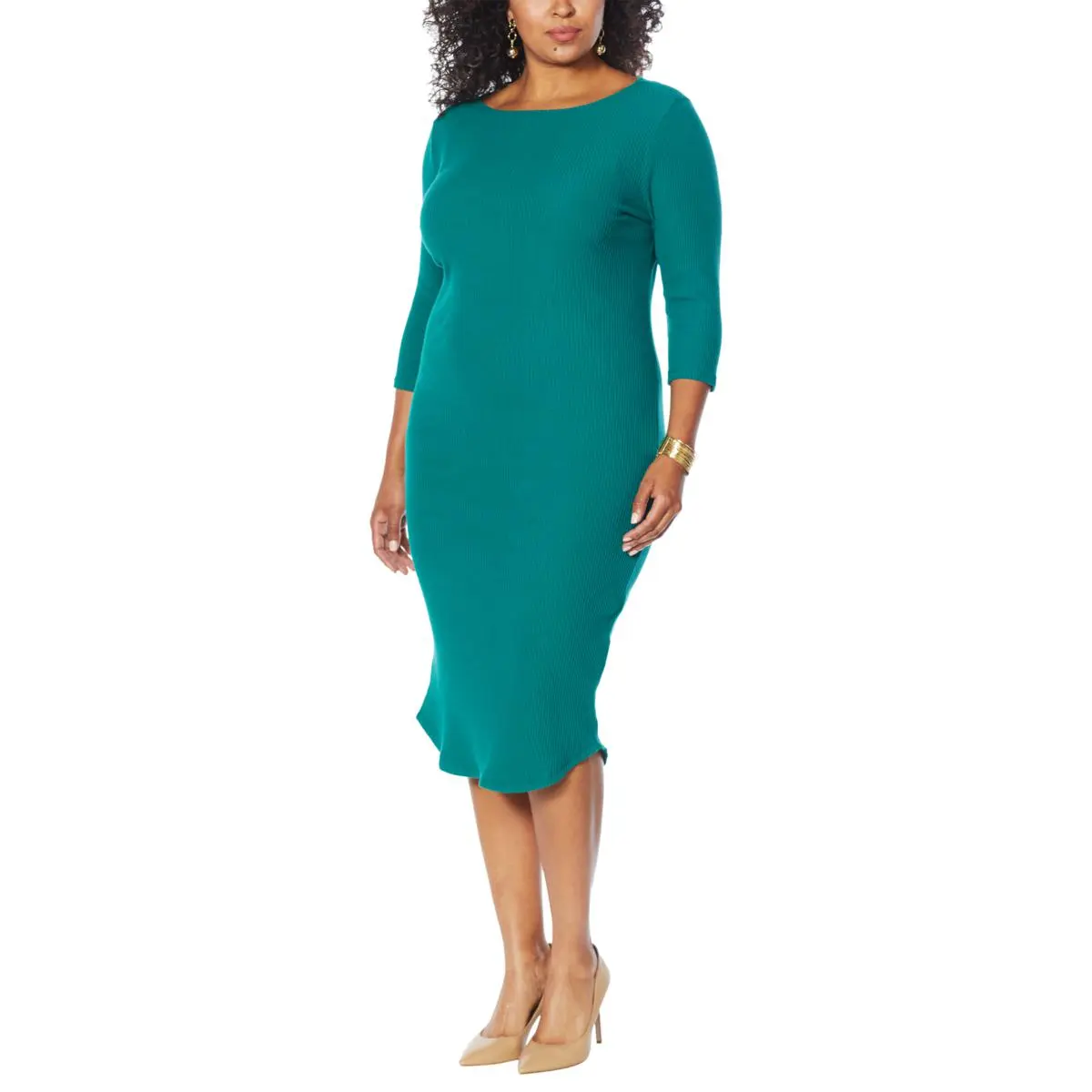 "As Is" Skinnygirl 3/4-Sleeve Sweater Knit Midi Dress 4 "As Is" Skinnygirl 3/4-Sleeve Sweater Knit Midi Dress - Image 2