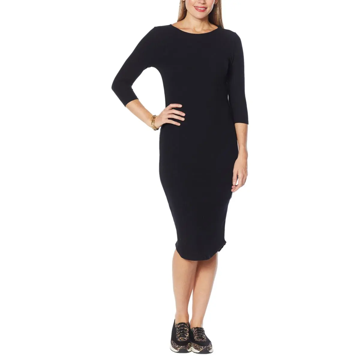 "As Is" Skinnygirl 3/4-Sleeve Sweater Knit Midi Dress 3 "As Is" Skinnygirl 3/4-Sleeve Sweater Knit Midi Dress