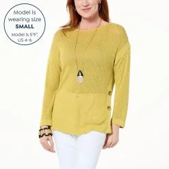 "As Is" WynneCollection Framed Mesh Sweater -Dresses Shop as is wynnecollection framed mesh sweater d 20230404155639913844833 alt11