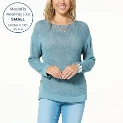 "As Is" WynneCollection Framed Mesh Sweater -Dresses Shop as is wynnecollection framed mesh sweater d 20230404155640103844833 alt12