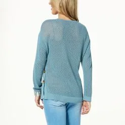 "As Is" WynneCollection Framed Mesh Sweater -Dresses Shop as is wynnecollection framed mesh sweater d 20230404155808463844833 alt1