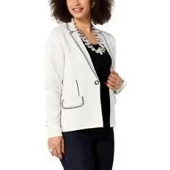 "As Is" WynneCollection SoftKNIT Trompe L'oeil Cardigan Sweater Blazer -Dresses Shop as is wynnecollection softknit trompe loeil cardigan sw d 2023010416440889835405 alt2