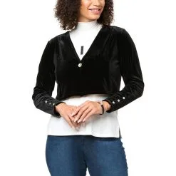 "As Is" WynneLayers Cropped Velvet Cardigan