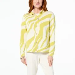 "As Is" WynneLayers Double Knit Jacquard Button-Front Sweater Jacket