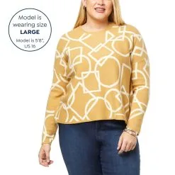 "As Is" WynneLayers Geometric Pattern Jacquard Knit Cropped Sweater -Dresses Shop as is wynnelayers geometric pattern jacquard knit cropp d 2022110316241366831178 alt21