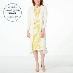 "As Is" WynneLayers Luxe Crepe 3/4-Sleeve Duster Cardigan -Dresses Shop as is wynnelayers luxe crepe 34 sleeve duster cardigan d 20230208102228633838529 alt12