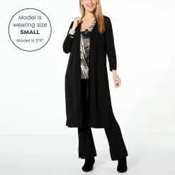 "As Is" WynneLayers Luxe Crepe 3/4-Sleeve Duster Cardigan -Dresses Shop as is wynnelayers luxe crepe 34 sleeve duster cardigan d 20230208102231743838529 alt10