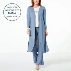 "As Is" WynneLayers Luxe Crepe 3/4-Sleeve Duster Cardigan -Dresses Shop as is wynnelayers luxe crepe 34 sleeve duster cardigan d 20230208102231777838529 alt11