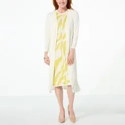 "As Is" WynneLayers Luxe Crepe 3/4-Sleeve Duster Cardigan