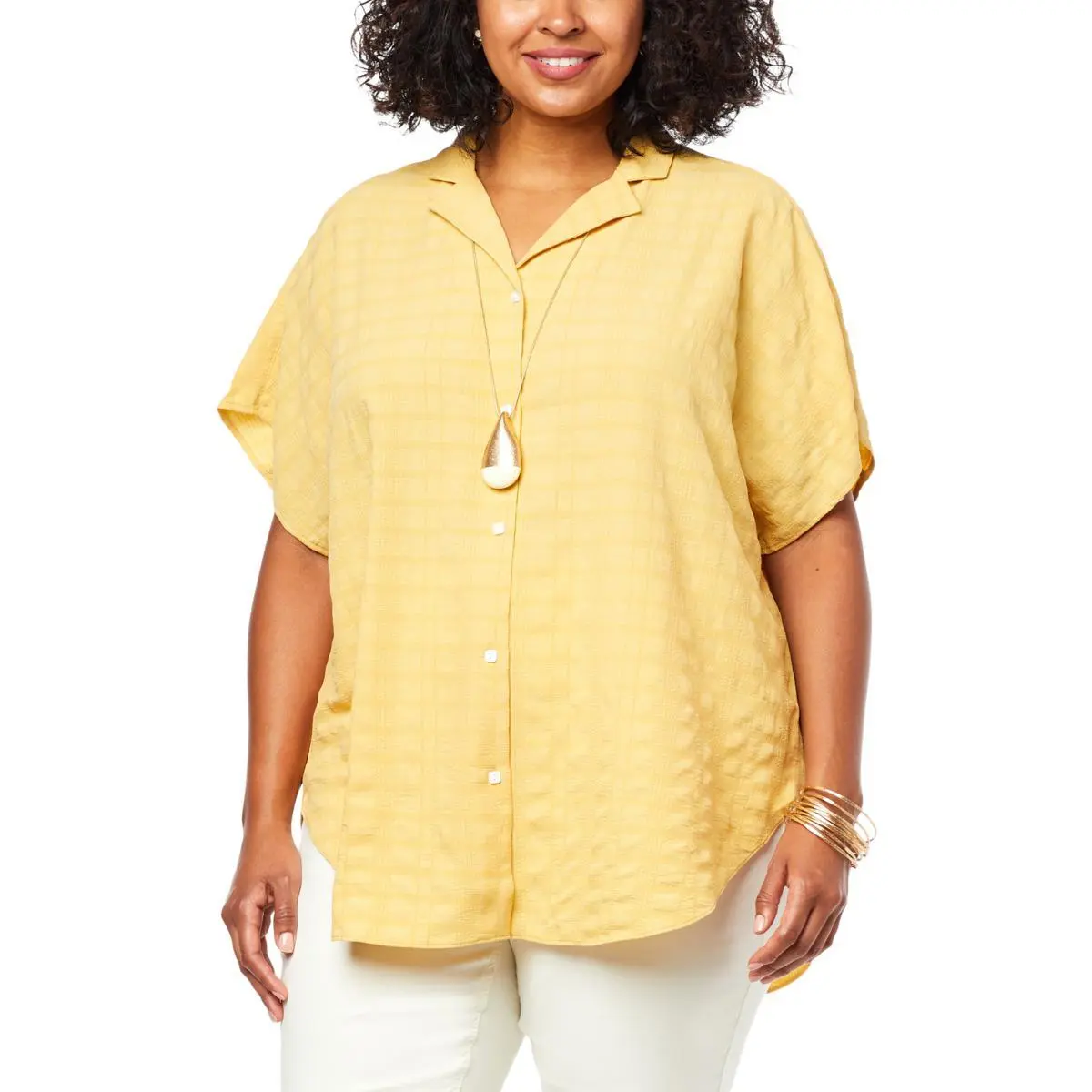 "As Is" WynneLayers Pucker Plaid Button-Front Shirt 4 "As Is" WynneLayers Pucker Plaid Button-Front Shirt - Image 2