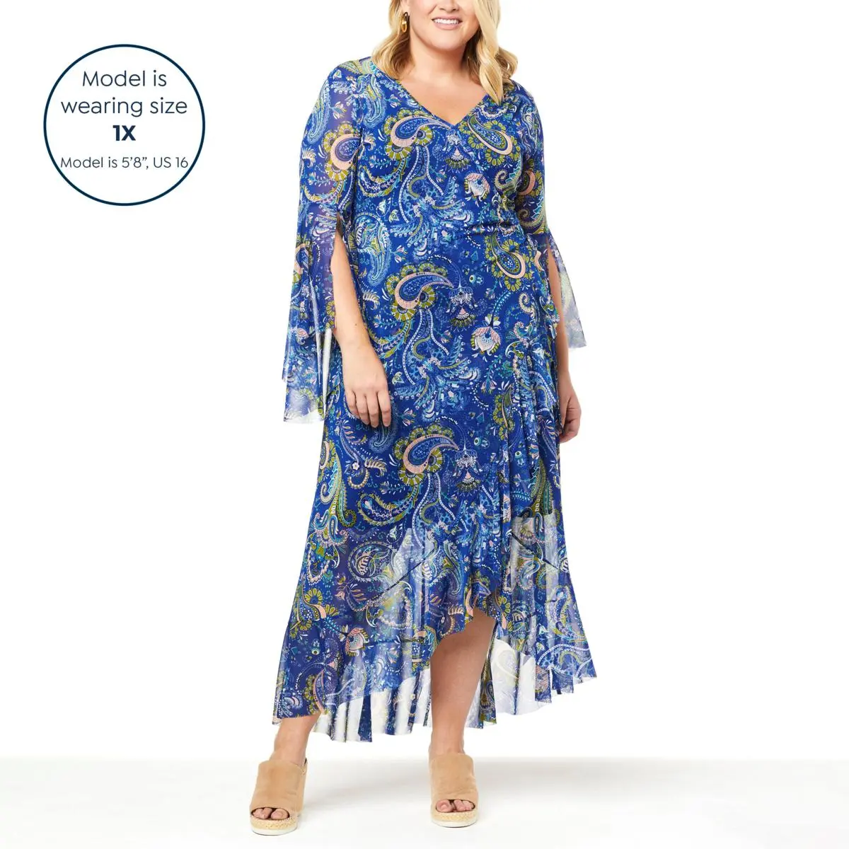 Colleen Lopez Luxe Printed Mesh Drama Sleeve Maxi Dress 6 Colleen Lopez Luxe Printed Mesh Drama Sleeve Maxi Dress - Image 4