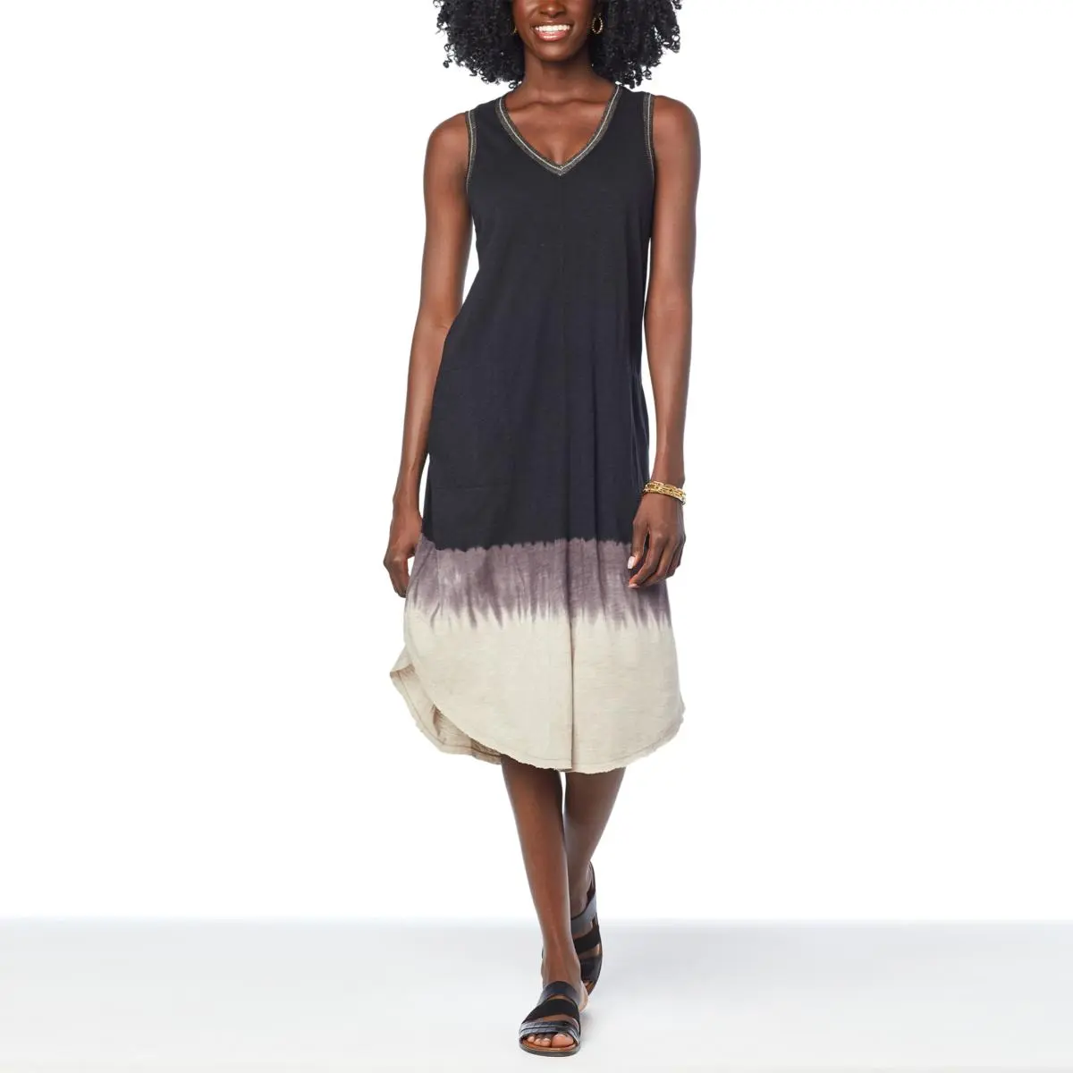 Democracy V-Neck Tie-Dye Knit Tank Dress 3 Democracy V-Neck Tie-Dye Knit Tank Dress