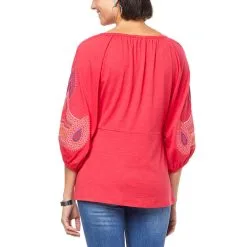 DG2 By Diane Gilman Embroidered Puff-Sleeve Peplum Top -Dresses Shop dg2 by diane gilman embroidered puff sleeve peplum top d 2022062909570649800021 alt1