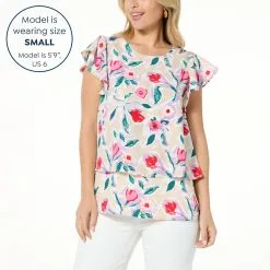 DG2 By Diane Gilman Flutter-Sleeve Printed Easy Top -Dresses Shop dg2 by diane gilman flutter sleeve printed easy top d 2023042114310767831998 alt11