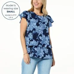 DG2 By Diane Gilman Flutter-Sleeve Printed Easy Top -Dresses Shop dg2 by diane gilman flutter sleeve printed easy top d 20230421143108513831998 alt15