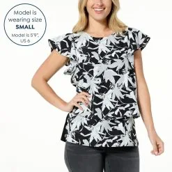DG2 By Diane Gilman Flutter-Sleeve Printed Easy Top -Dresses Shop dg2 by diane gilman flutter sleeve printed easy top d 20230421143108993831998 alt13