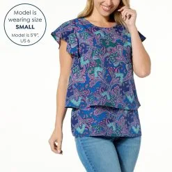 DG2 By Diane Gilman Flutter-Sleeve Printed Easy Top -Dresses Shop dg2 by diane gilman flutter sleeve printed easy top d 2023042114311075831998 alt12