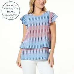 DG2 By Diane Gilman Flutter-Sleeve Printed Easy Top -Dresses Shop dg2 by diane gilman flutter sleeve printed easy top d 2023042114311186831998 alt14