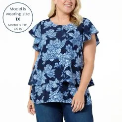 DG2 By Diane Gilman Flutter-Sleeve Printed Easy Top -Dresses Shop dg2 by diane gilman flutter sleeve printed easy top d 20230425121544097831998 alt21