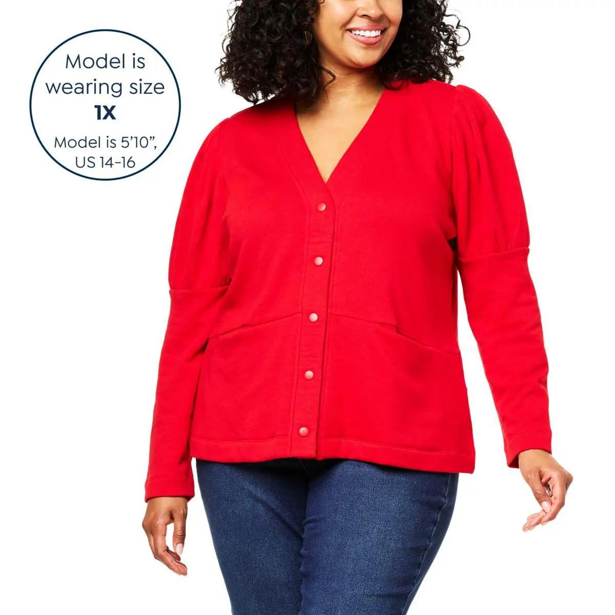 DG2 By Diane Gilman French Terry Puff Sleeve Cardigan Jacket 9 DG2 By Diane Gilman French Terry Puff Sleeve Cardigan Jacket - Image 7