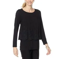DG2 By Diane Gilman Lace-Trim Easy Top -Dresses Shop dg2 by diane gilman lace trim easy top d 20210202113231187739723 alt3
