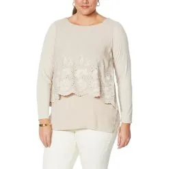 DG2 By Diane Gilman Lace-Trim Easy Top -Dresses Shop dg2 by diane gilman lace trim easy top d 2021020309304163739723 alt10