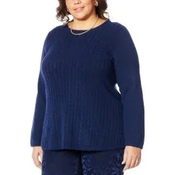 DG2 By Diane Gilman Premium Plush Cable Knit Swing-Hem Sweater -Dresses Shop dg2 by diane gilman premium plush cable knit swing hem d 20211103102855627775856 alt20