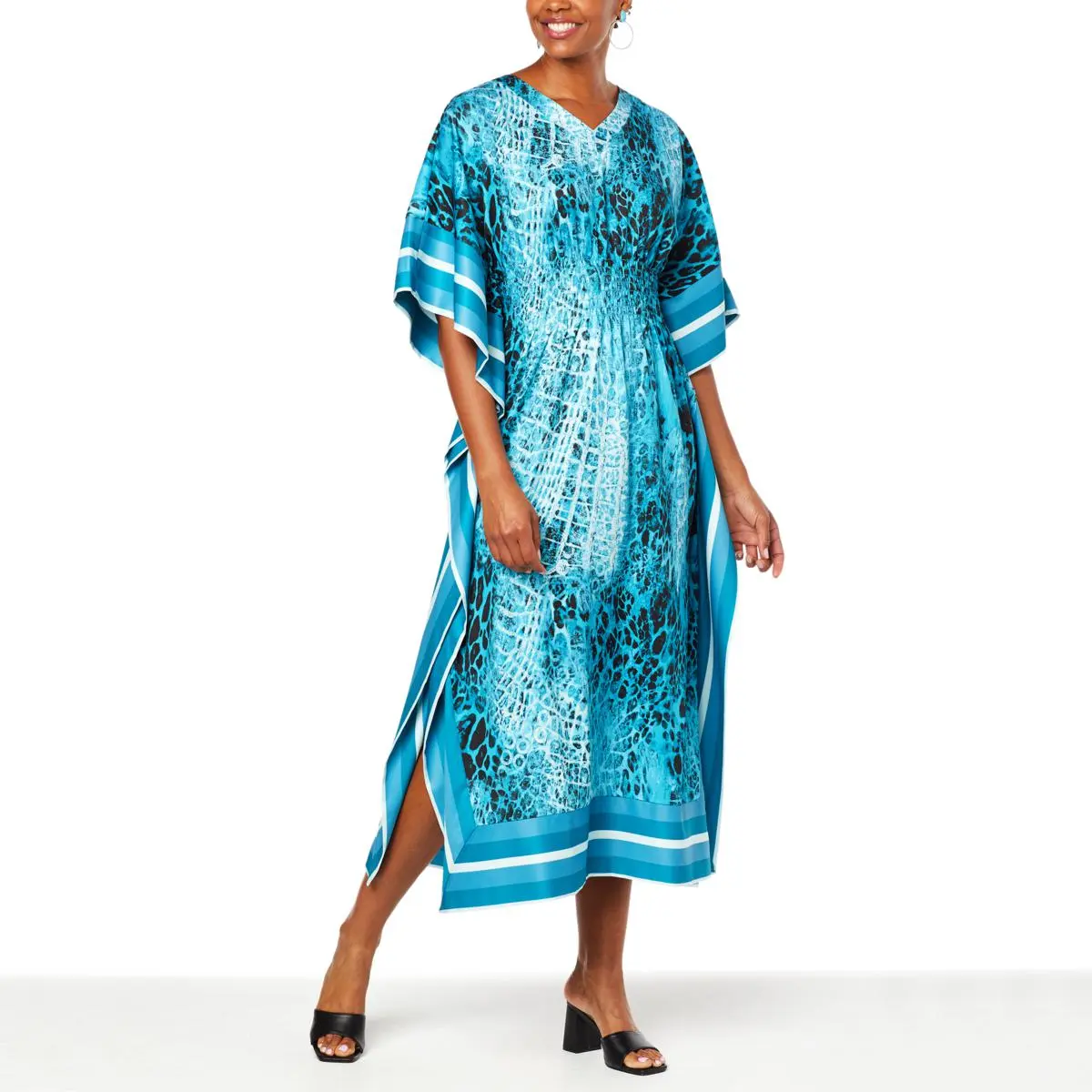DG2 By Diane Gilman Printed Challis Midi Caftan Dress 3 DG2 By Diane Gilman Printed Challis Midi Caftan Dress