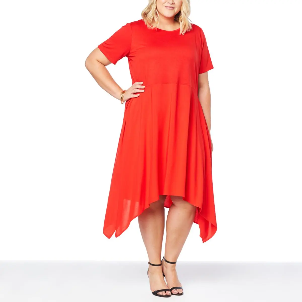 DG2 By Diane Gilman Sharkbite-Hem Combo Dress 5 DG2 By Diane Gilman Sharkbite-Hem Combo Dress - Image 3