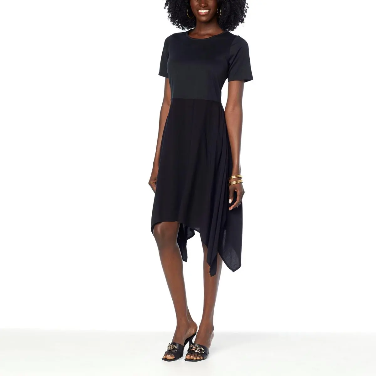 DG2 By Diane Gilman Sharkbite-Hem Combo Dress 3 DG2 By Diane Gilman Sharkbite-Hem Combo Dress