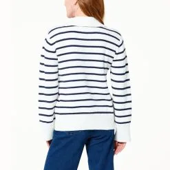 DG2 By Diane Gilman Striped Organic Cotton Collared Pullover -Dresses Shop dg2 by diane gilman striped organic cotton collared pul d 20230223104759213827002 alt1