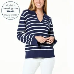 DG2 By Diane Gilman Striped Organic Cotton Collared Pullover -Dresses Shop dg2 by diane gilman striped organic cotton collared pul d 20230224113325277827002 alt11