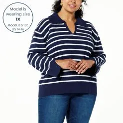 DG2 By Diane Gilman Striped Organic Cotton Collared Pullover -Dresses Shop dg2 by diane gilman striped organic cotton collared pul d 2023032811320113827002 alt21