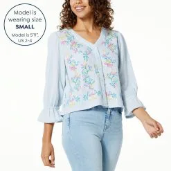 DG2 Embroidered Eyelet Blouse -Dresses Shop dg2 embroidered eyelet blouse d 20230421145713487831995 alt11