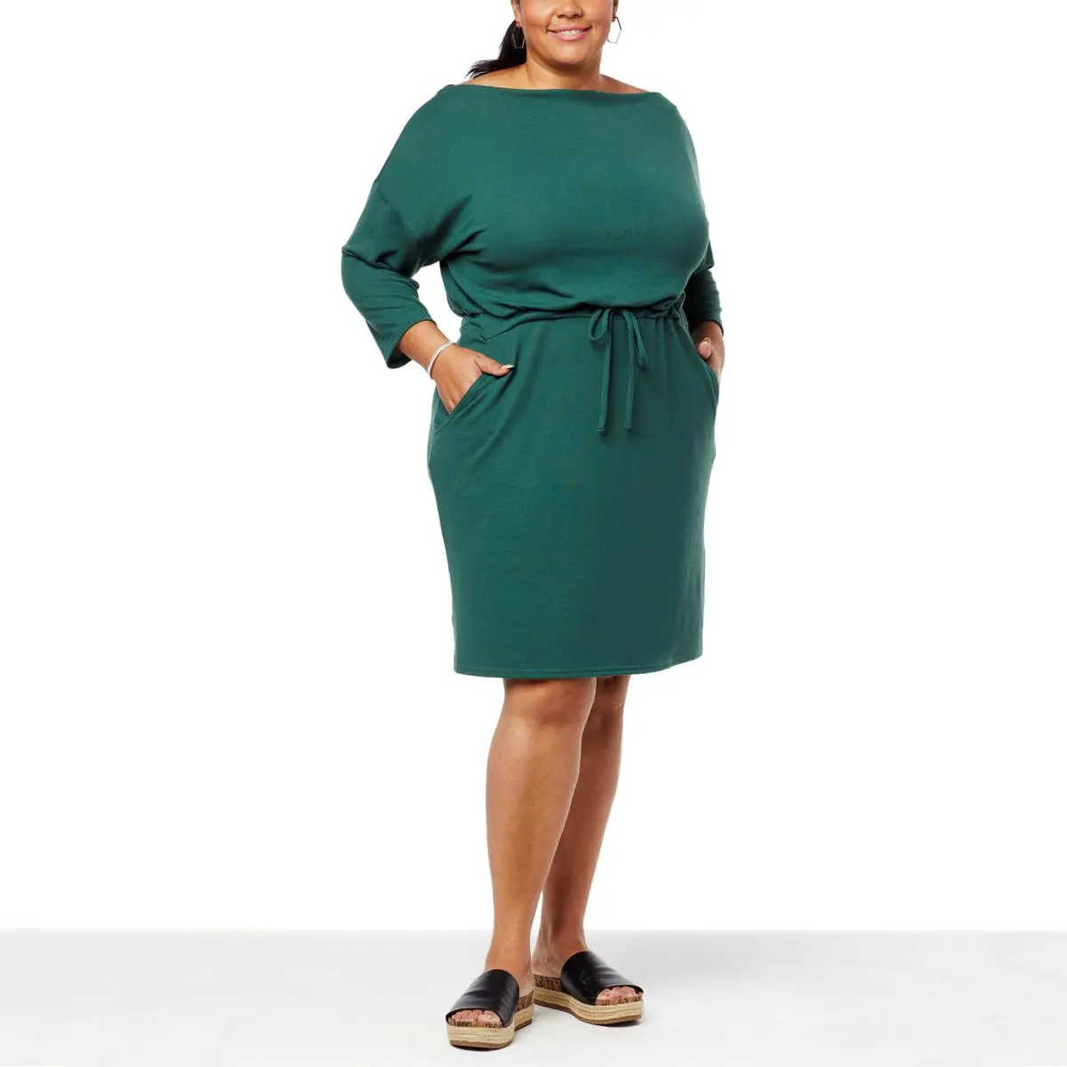 Digital G By Giuliana Brushed Hacci Knit Draped Boat-Neck Dress 5 Digital G By Giuliana Brushed Hacci Knit Draped Boat-Neck Dress - Image 3