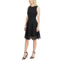 Donna Ricco Sleeveless Fit-and-Flare Dress With Crochet Hem -Dresses Shop donna ricco sleeveless fit and flare dress with crochet d 202208031536518439334794w alt1