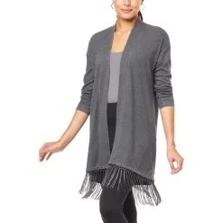 G By Giuliana Burnout Rib Knit Cardigan With Fringe