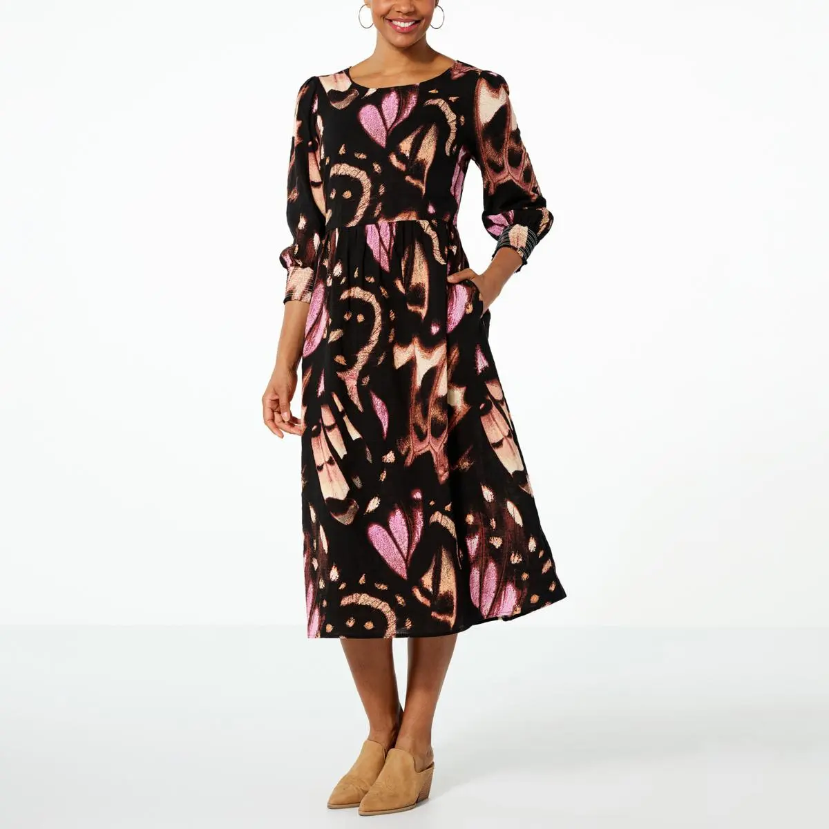G By Giuliana Butterfly Print Cotton-Blend Flowy Midi Dress 3 G By Giuliana Butterfly Print Cotton-Blend Flowy Midi Dress