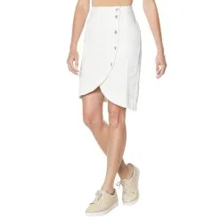 G By Giuliana Button Front Tulip-Hem Denim Skirt