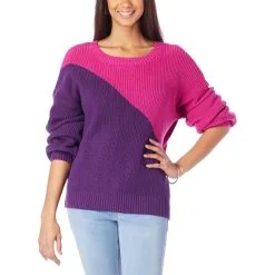 G By Giuliana Crochet Knit Colorblock Sweater