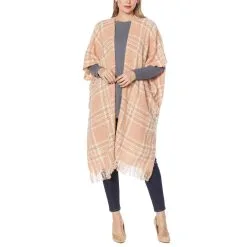 G By Giuliana Plaid Bouclé Duster-Length Cardigan Poncho