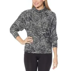 G By Giuliana Reptile-Print Mock Neck Long-Sleeve Top