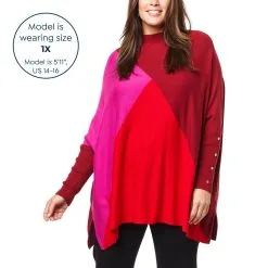 IMAN Global Chic Colorblock Mock-Neck Pullover Sweater -Dresses Shop iman global chic colorblock mock neck pullover sweater d 20220914115239527802535 alt21