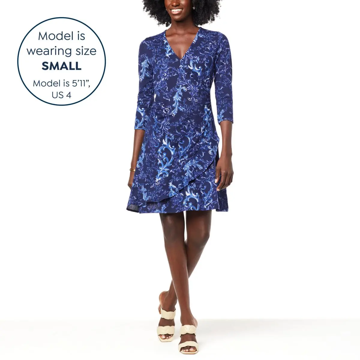 IMAN Global Chic Faux Wrap-Front Dress With Ruffle Detail 7 IMAN Global Chic Faux Wrap-Front Dress With Ruffle Detail - Image 5